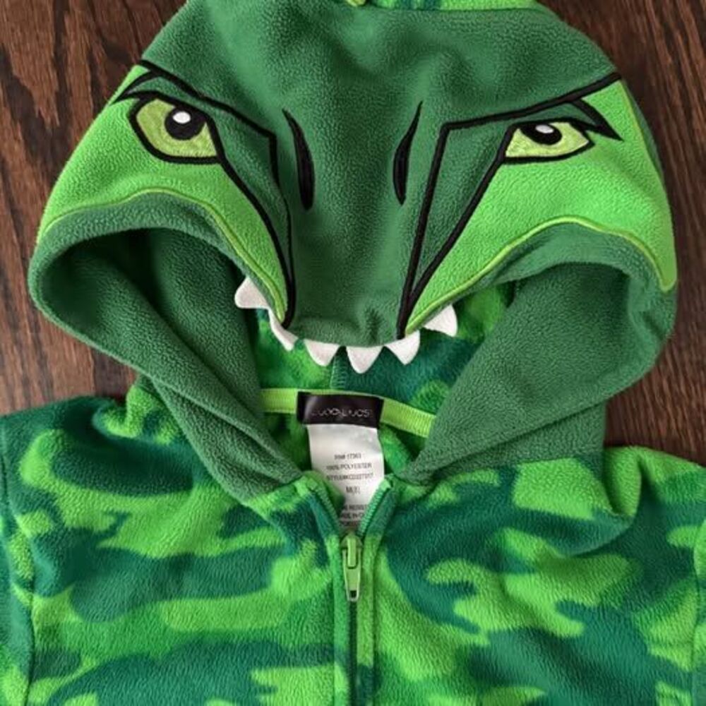Lizard/Dino union suit fleece pjs- size boys 8